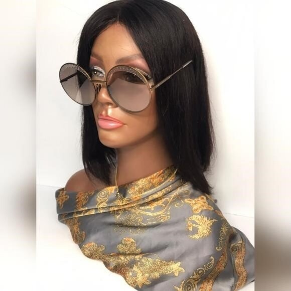 Authentic New BOTTEGA VENETA Satinized metal over round sunglasses - Picture 5 of 11